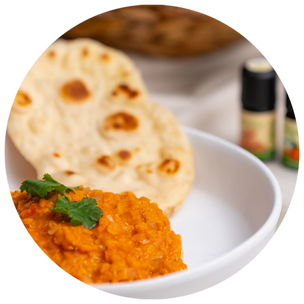 Rose Linsen Dhal mit Naan